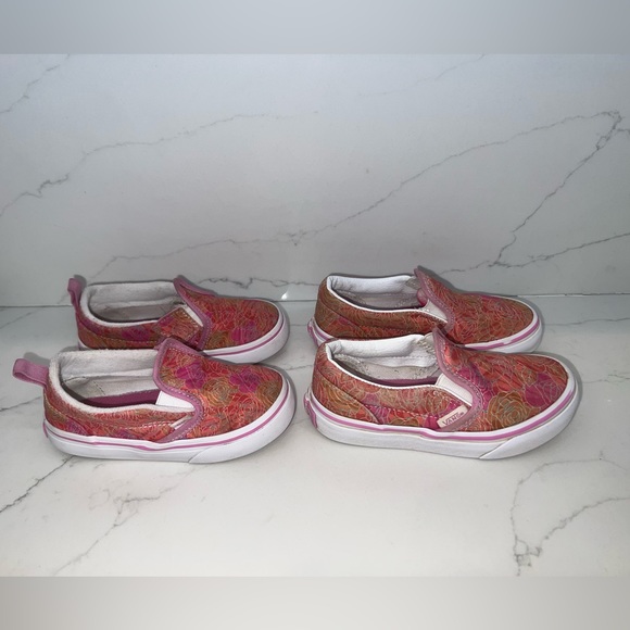 VANS Slip-On V Toddler Sneakers - Rose Camo Pink Floral Size 8.5 & 10.5 - Picture 6 of 14